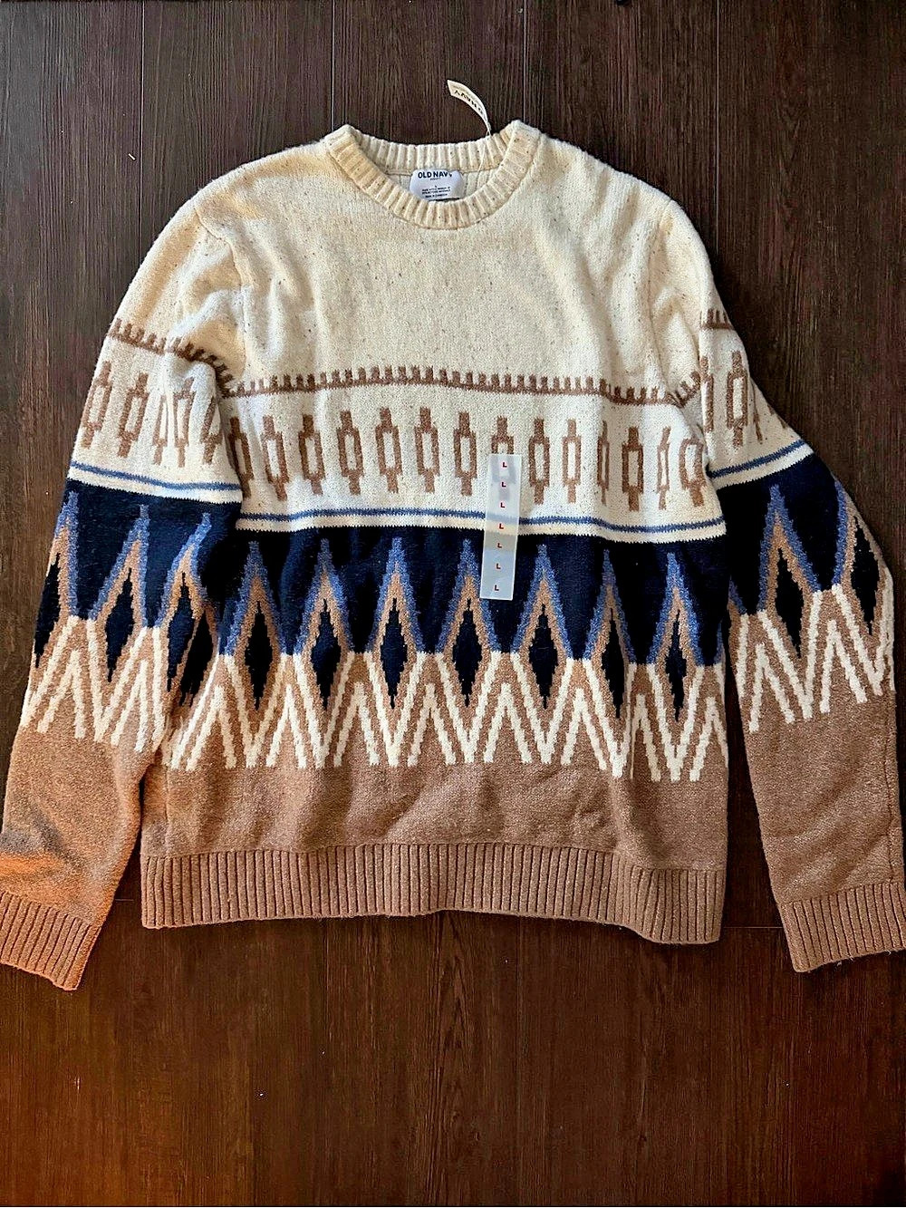 Old Navy SoSoft Fair Isle Crew-Neck Sweater Geometric Crewneck Sweater in Brown